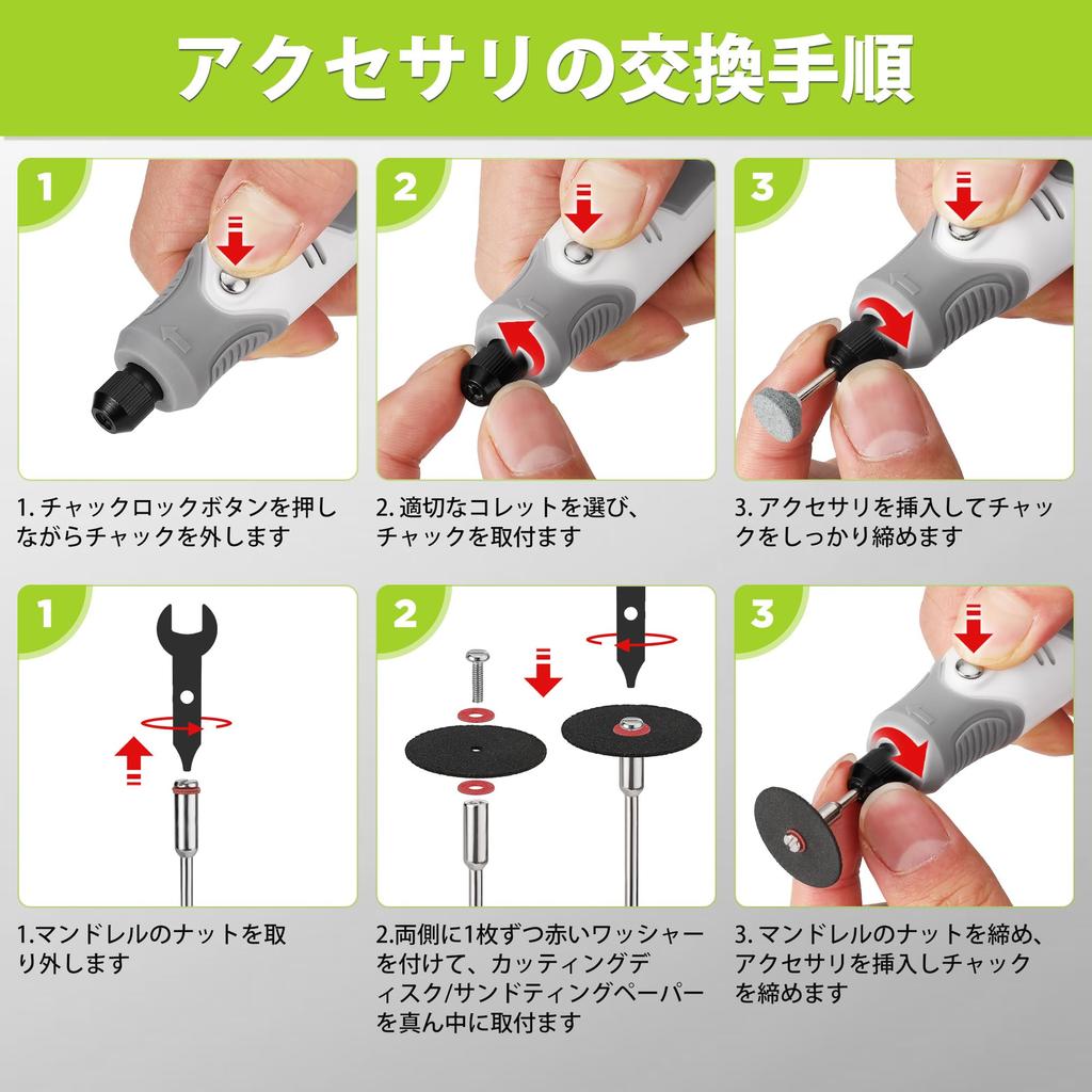 WORKPRO Mini RPM Variable for and Stain Includes Japanese Instruction Router, 3.6V, 69-Piece Set, 17,000 High-Speed Rotation, 3-Speed Speed, Type-C