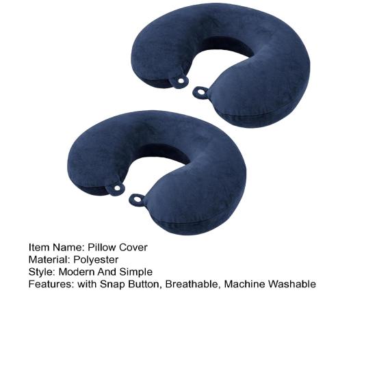 2 Stück Kissenbezug für U-förmiges Kissen mit Reißverschluss Nackenkissenbezug Ersatzbezug mit Druckknopf für Reise Nackenstütze