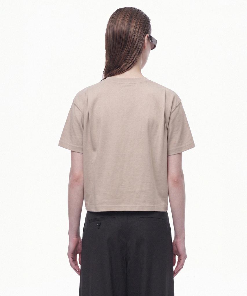 PRINOAR Semi-Crop Short Sleeve T-Shirt - Ginger Beige