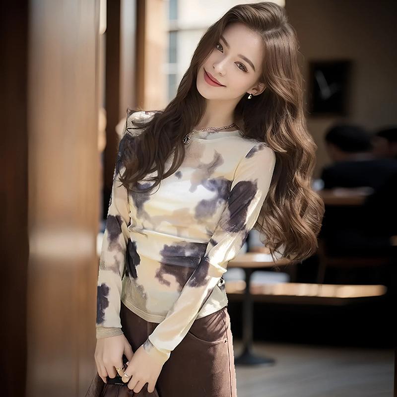 

Нишевый дизайн, выглядящий как верхняя часть, весна, новая узкая футболка с длинными рукавами, базовая рубашка 3XL