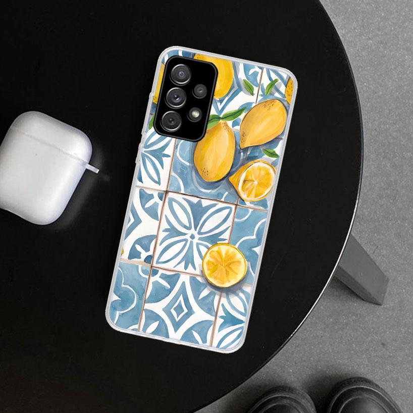

Mediterranean Lemon Phone Case Cover for Samsung Galaxy A12 A22 A32 A52 A72 A02S A51 A50S A31 A20S A10S Note 20 Ultra 10 Plus Ga Samsung Note 20