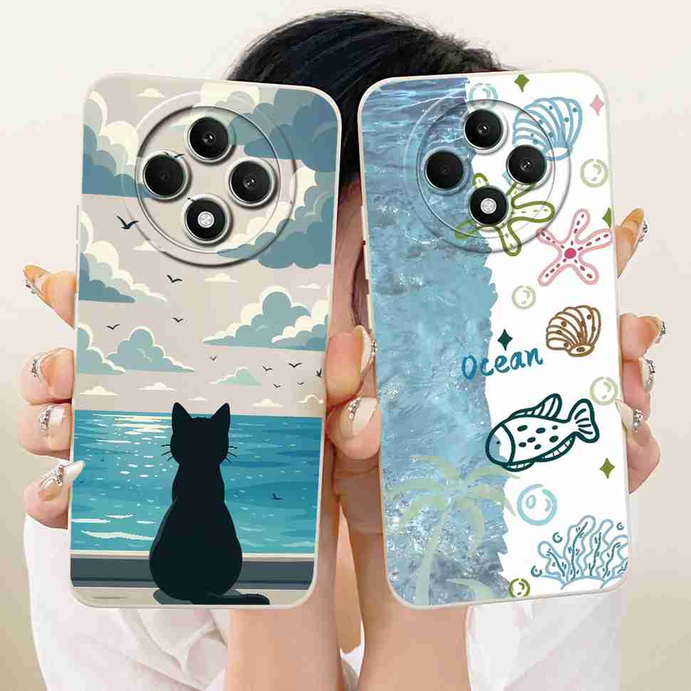 For OPPO Reno 12F 5G Case Clear Cute Cat OPPO Reno12 F Reno12F Reno 12 F 5G CPH2637 Shockproof Soft Phone Cover Full Protector
