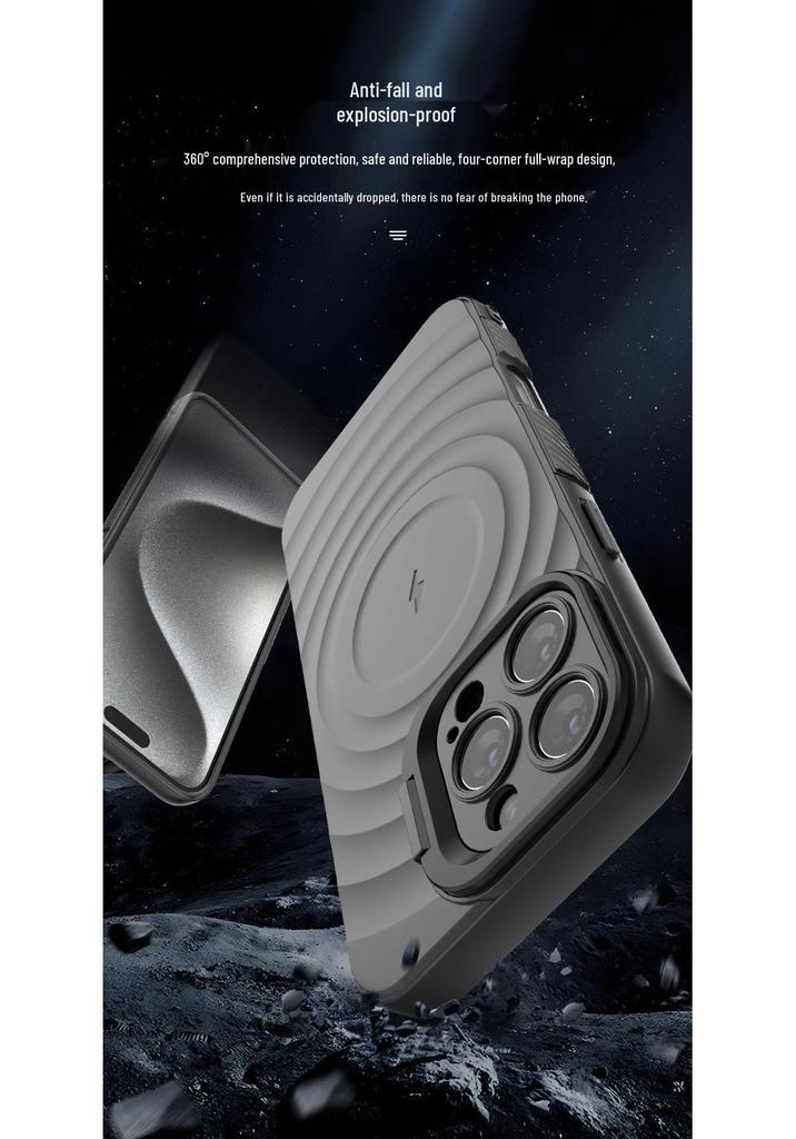 Wave Pattern iPhone 17 Pro Max Case with Magnetic Lens Holder, Apple 16/15 Compatible, Drop-Proof, Cross-Border Design