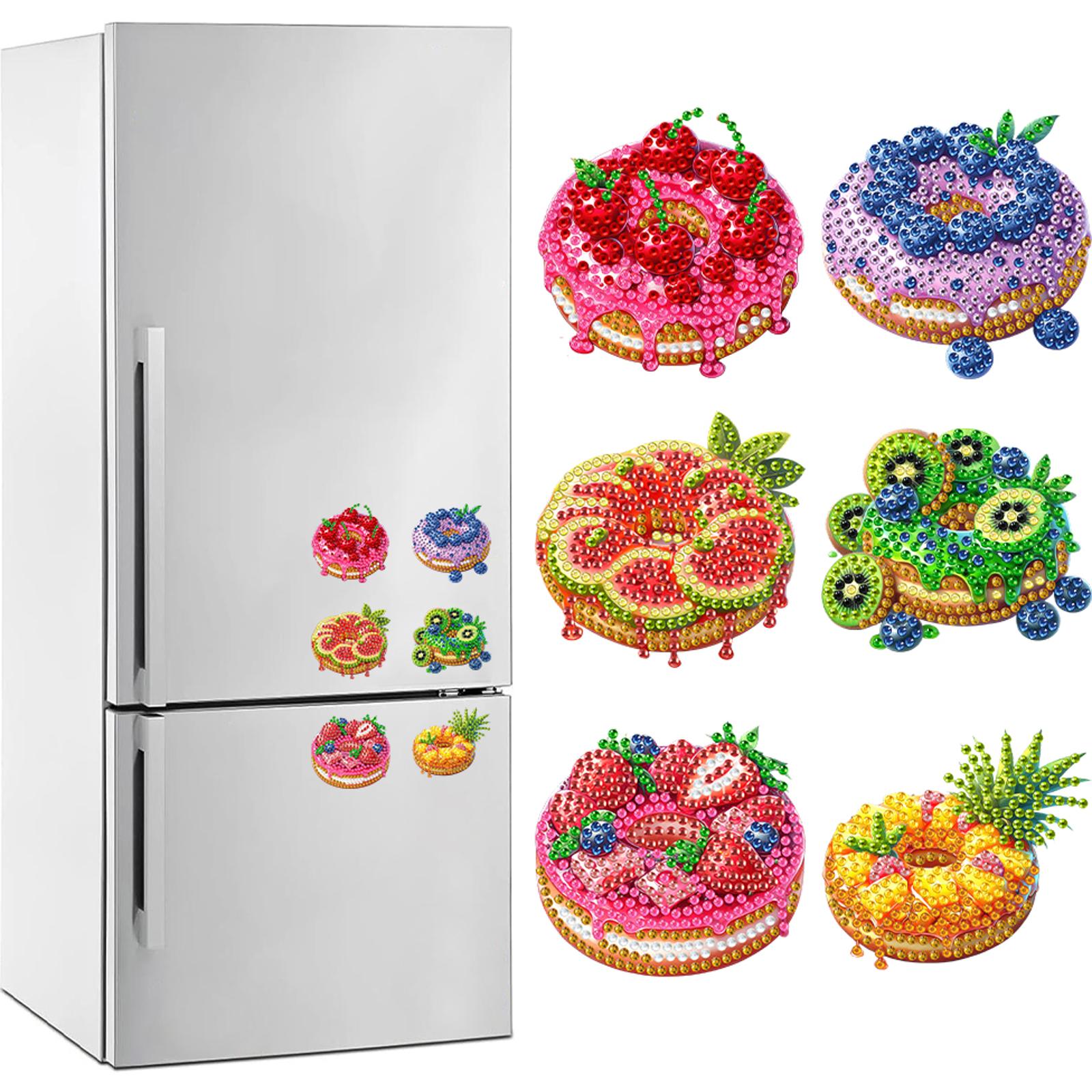 

6Pcs Acrylic Special Shape Fruit Gnome Diamond Art Magnets Decals Diamond Painting Refrigerator Magnet for Adults Beginners