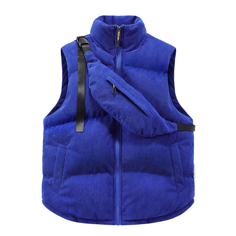2025 autumn and winter low price corduroy explosion stand-up collar new cotton vest with satchel fashion vest jacket vest
