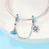 New 925 Silver Ocean Travel Sailboat Star Safety Chain For Women Fit Bangle Bracelet Jewelry Gift