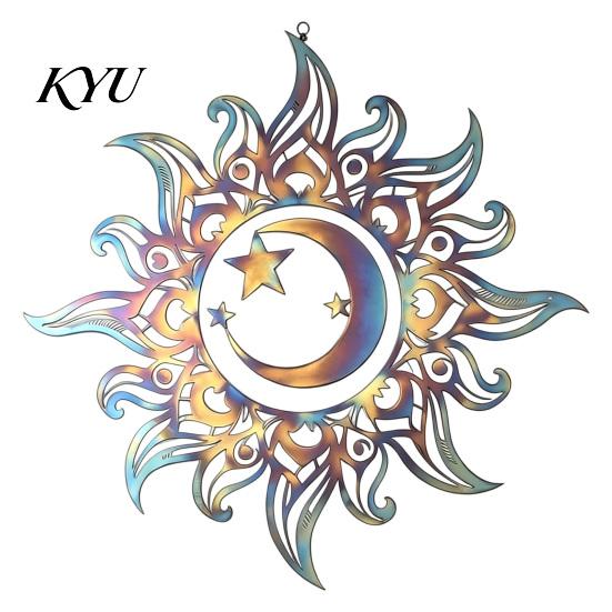 Wall Sculptures for Dining Room Metal Sun Moon Star Art, Hollow Cutout Iron Hanging Decor, Contemporary Home Accents Rustic Sculpture Living