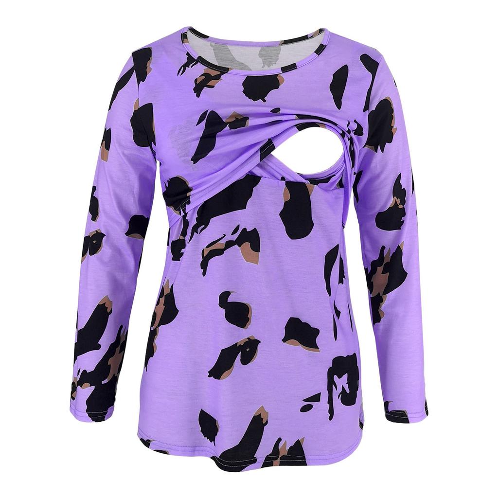 Women Mom Pregnant  Baby Maternity Leopard Print Tops Blouse Clothes