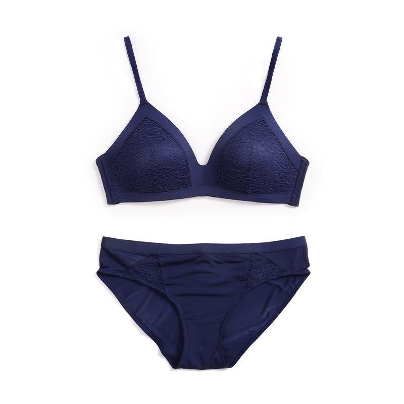 Comfortable Non-wired Bra French Lace Small Chest Push-up Bra Sexy Breathable Underwear Set