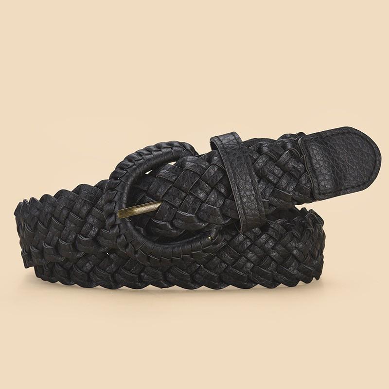 No-hole Vintage Braided Pin Buckle Belt, High Quality PU Belt, Unisex Casual Jeans Belt, Daily Commute All-match Waistband