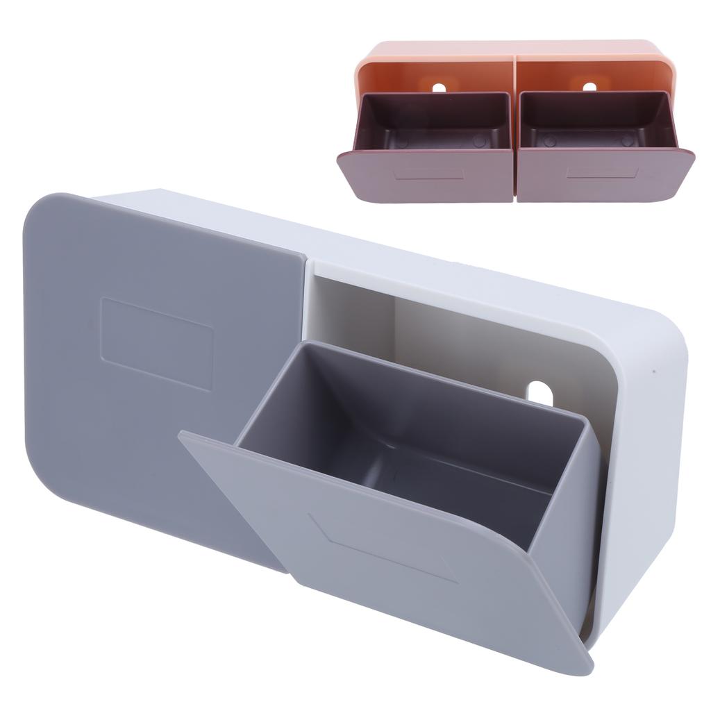 Makeup Box Wall Mounted Cover Removable Washable Cotton Pad Organizer for Bathroom