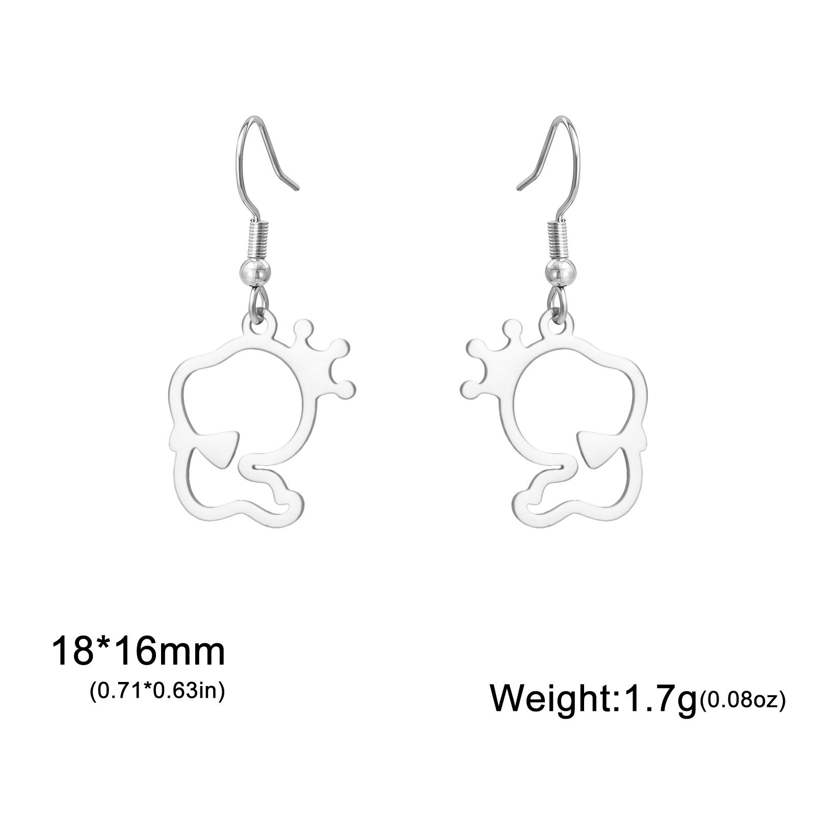 Snake with Crown Earrings for Women Stainless Steel Animal Jewelry Gold Plated Cute Drop Earrings Birthday Gift 2026 Trend серебряный
