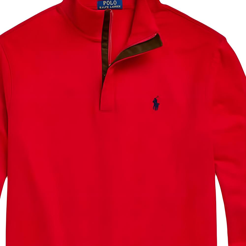 Polo Ralph Lauren Wiosna/Lato 2024 Jednokolorowa bluza z długim rękawem z nadrukiem haftowanego logo i półzipem Męska bluza 710890534-027