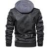 Men's PU Leather Jacket with Detachable Hood