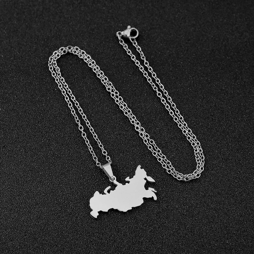 Sturdy Stainless Steel Russian Hollow Pendant Necklace Decoration for Women Men Elegant Unisex Jewelry Gifts Wear