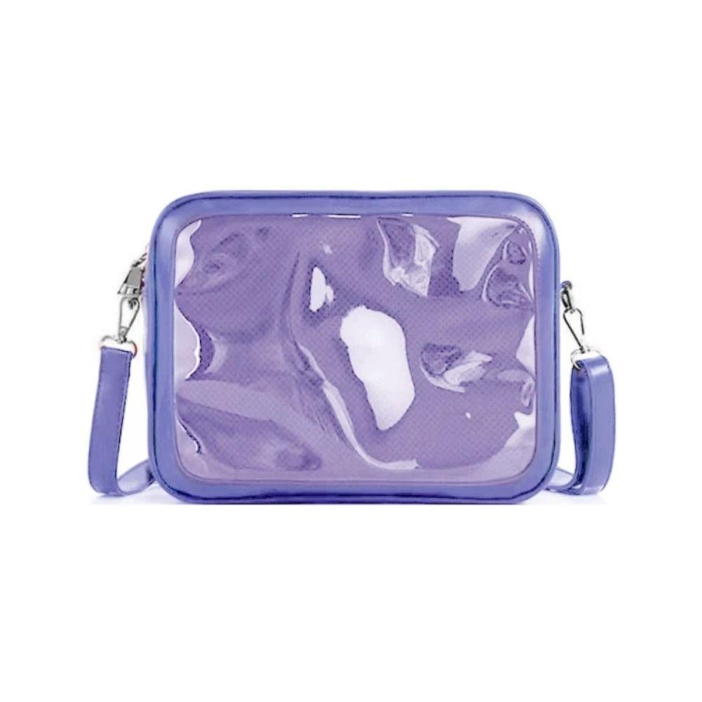 PU Solid Color Itabag Zipper Bag Shoulder Bag Casual Transparent Bags  Women