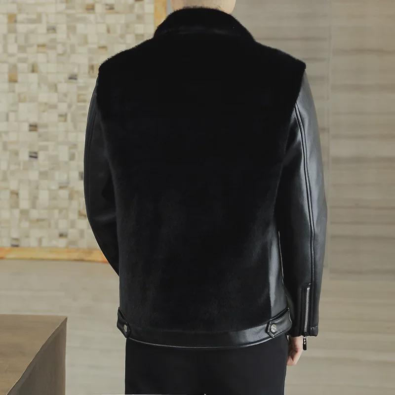 2023 Winter Men's Gold Mink Velvet Fur Coat: Thickened Leather, Luxury Lapel Jacket