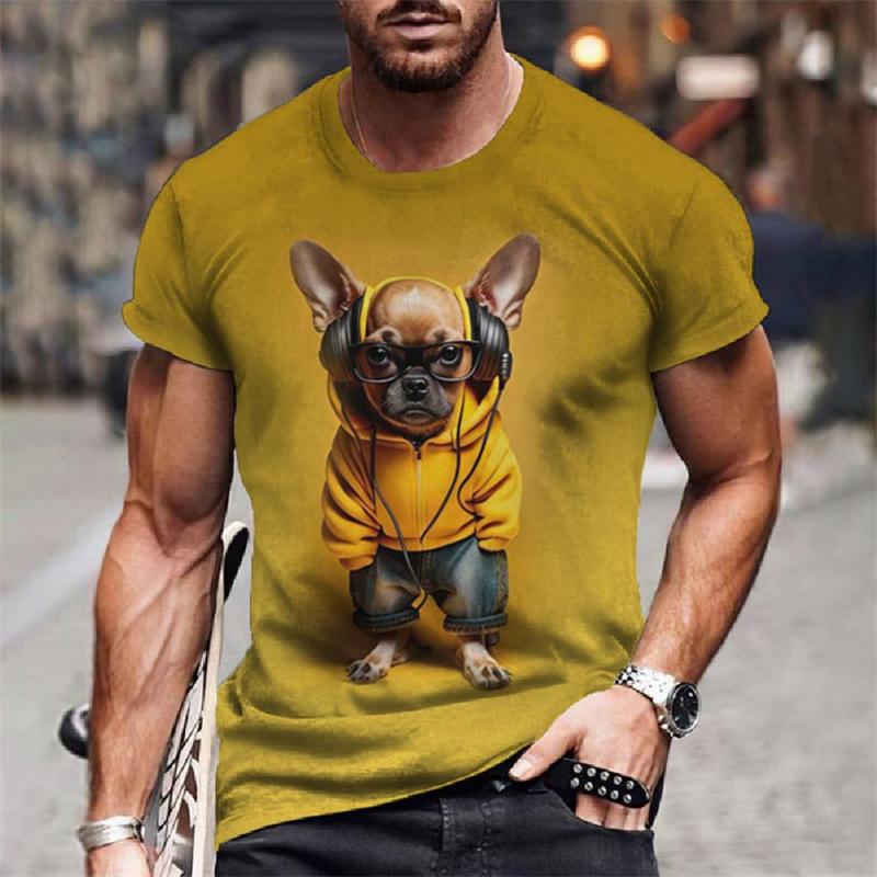 Summer Animals Pattern 3D Print T-shirts Harajuku Style Hip Hop Street Short Sleeve Outdoor Sports Quick Dry Breathable Fashion Men's T-shirts