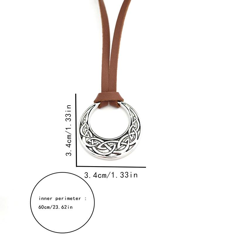 Vintage Viking Celtic Knot Pendant Necklace Adjustable Pu Leather Nordic Style Jewelry Fashion Accessories for Women Men