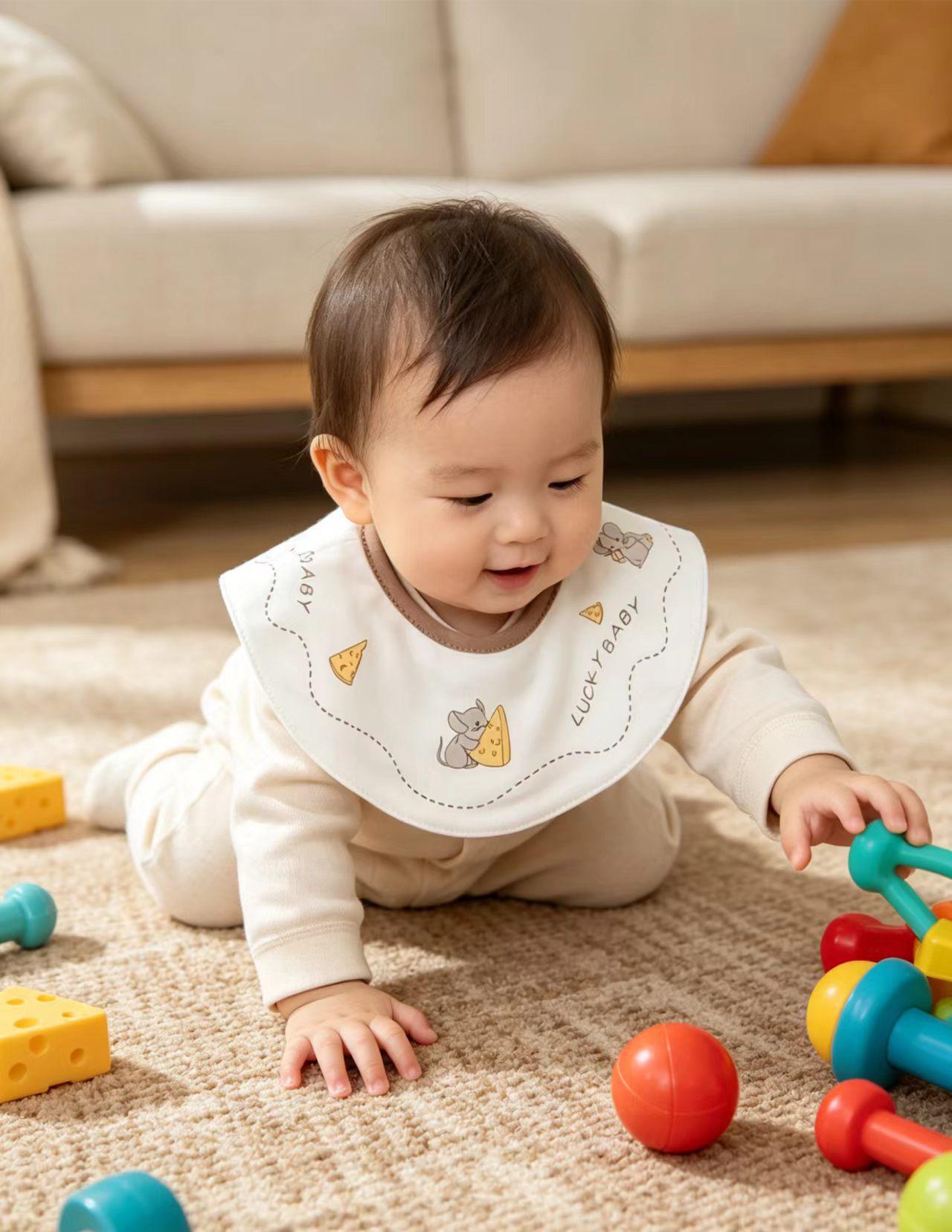 Baby Waterproof Pure Cotton Bib - Anti-Stain & Printed Design