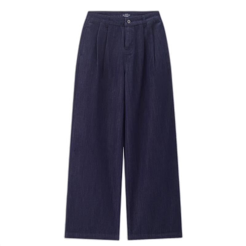 Giordano Women s 2026 Spring Washed Pleated High-Waist Wide-Leg Denim Jeans 30