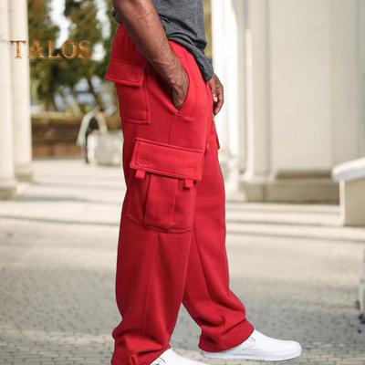Pánské jarní podzimní kalhoty s více kapsami stahovací šňůrka v pase široká noha tepláky velké velikosti elastické kalhoty jednobarevné volné street styl sport