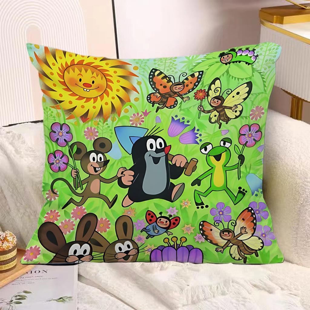 Cartoon Pillow Covers Cartoon Sofa Decorative Home Doublesided Printing Short Plush Cute Cushion The LLittle MMole Cover