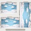 2D Blue Sky White Clouds Backdrop, Gold Star Baby Shower Photography Background