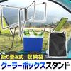 Folding, Compact, Stainless Steel Cooler Box Stand with Storage Bag (Silver)