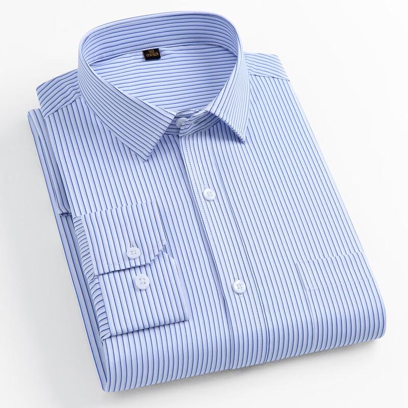 YILITENG Men s Striped Four-Season Casual Long Sleeve Shirt 54