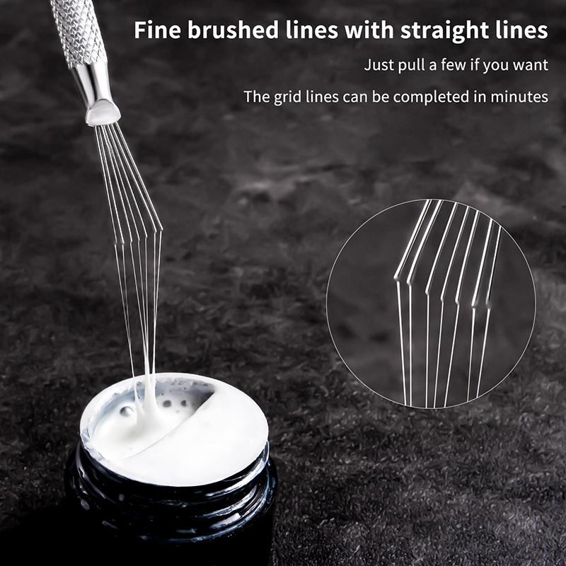 

Многофункциональная ручка для рисования линий на ногтях с 7 штифтами, гибкая ручка из нержавеющей стали, кисти для УФ-геля, инструменты для рисования и маникюра