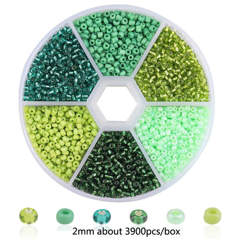 2 3mm Szklane Koraliki Millet Zestaw Kombinowany Ręcznie Robione DIY Domowe Koraliki Nawlekane na Rękę Naszyjnik z Wisiorkiem Zestaw Naszyjników Pudełko Koraliki do Wyrobu Biżuterii