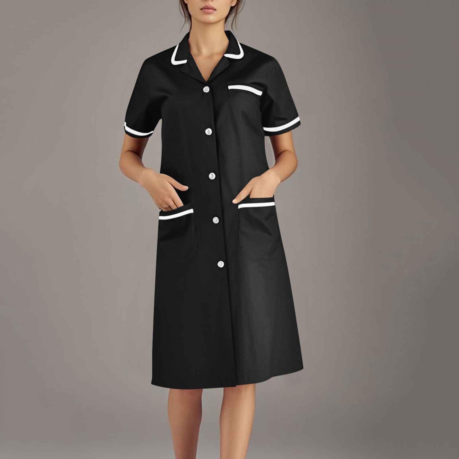 Women s Fashionable Workwear: Short-Sleeve Casual Dress M чёрный