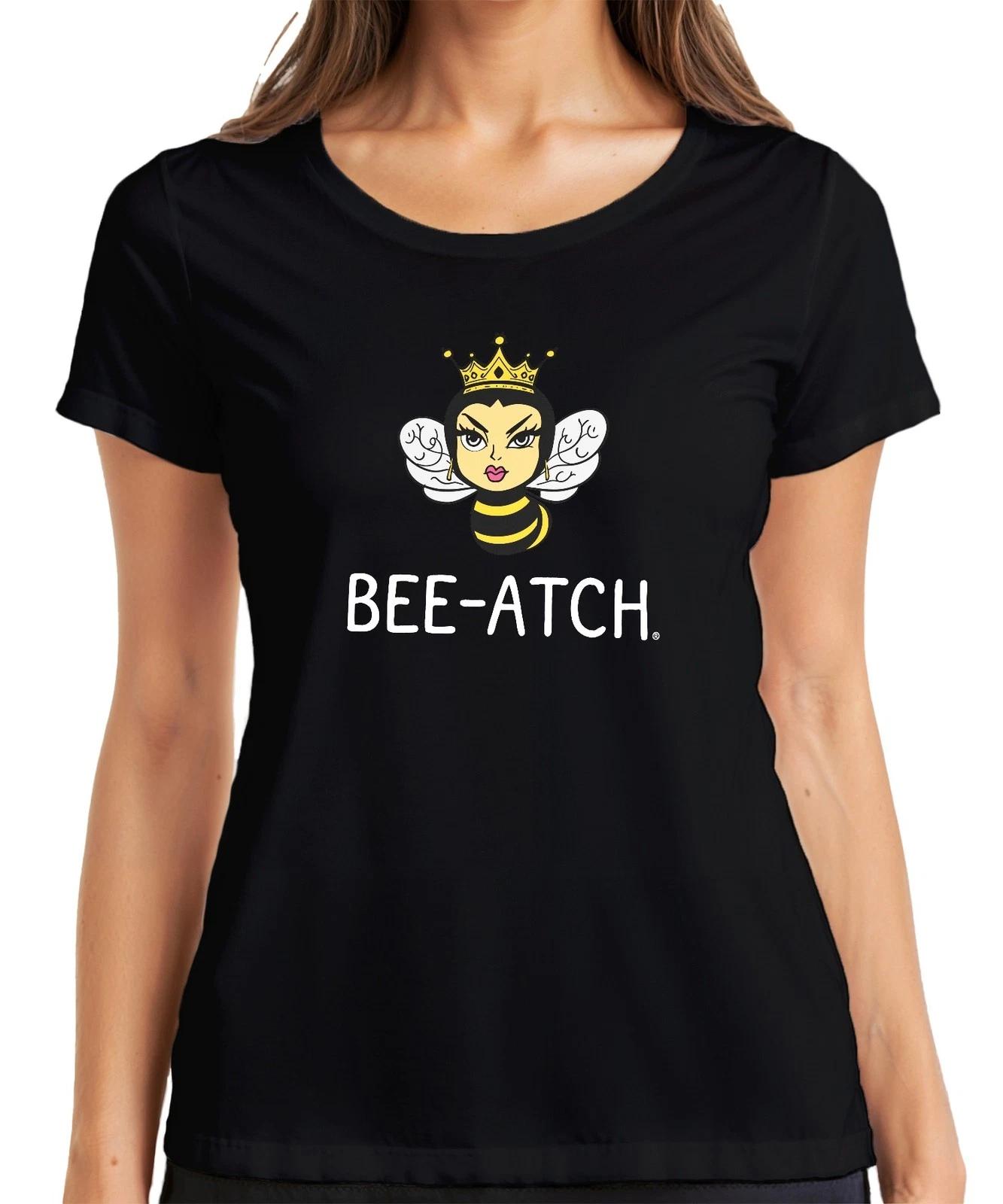 BEE-ATCH Königin Biene Krone frech Bienenqueen Feministisch Retro Damen T-Shirt XXXL