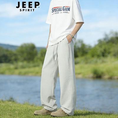 JEEP SPIRIT Men's Summer Ice Silk Loose Straight Casual Pants