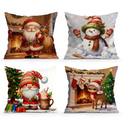 Cartoon Christmas Pillowcase Printed Polyester 40/45/50cm Throw Pillowcover Decorative Sofa Cushion Pillowslip Home Decor