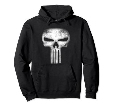 Marvel Comics Retro Classic Punisher White Skull Logo Hoodie