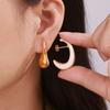 Chic Crescent Crescent Shape Inner Hollow Surface Dripping Earrings Stainless Steel Plated 18k Gold Trend Earrings