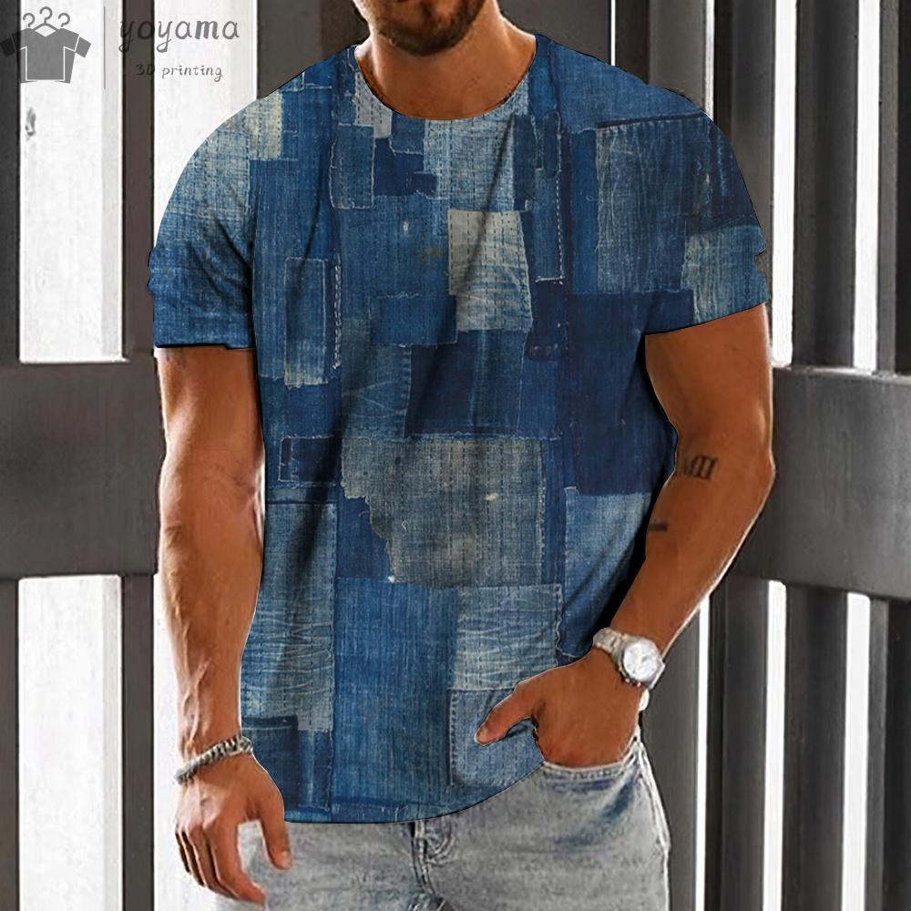 Men's T Shirt 3D Digital Patchwork Graphic Print Men Designer Men's T-Shirts Men's Summer Clothes Short Sleeve Tee Street Tops