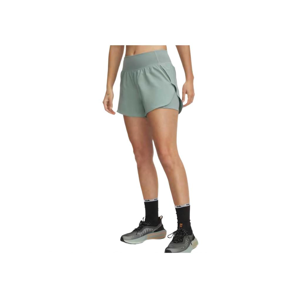 Under Armour Vanish Storm Fashion Comfortable Trendy Simple Elastic Solid Color Two-In-One Sports Shorts Women Shorts Light-Green 1376936-348