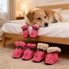 4PCS/Set Fleece Lining Puppy Waterproof Breathable Drawstring Design Cute Pet Shoes Winter Outings Multiple Colors