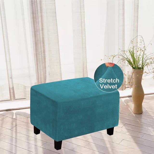 Samt-Rechteckbezug für Ottomane, elastisch, quadratisch, für Fußhocker, Sofa, Schonbezug, Fußstütze, Stuhlhussen, Möbelschutzbezüge