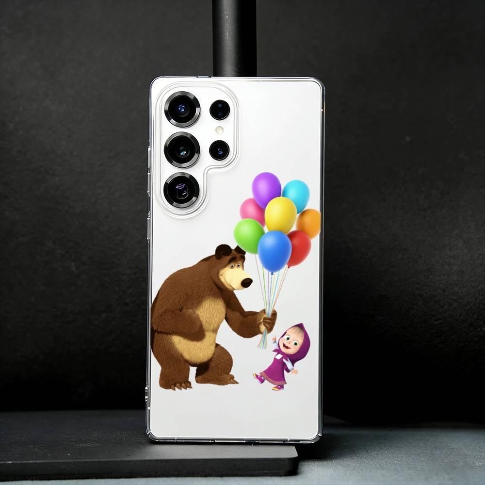 Masha And The Bear Phone Case For Samsung S25,S24,S21,S22,S23,S30,Ultra,S20,Plus,Fe,Note,10,9,5G Transparent Cover