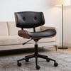 Solid Wood Retro Swivel Chair: Light Luxury Leather Lift, Nordic Style, Comfortable for Home Study & Office.
