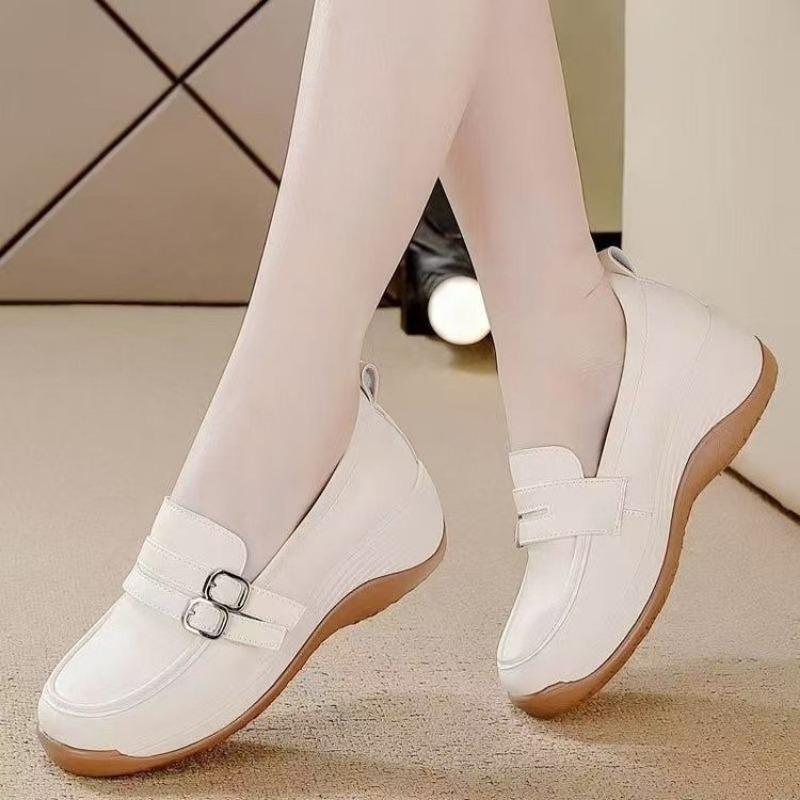 

New women s shoes one-pedal autumn comfortable round head platform fashionable versatile shoes not tired feet walking shoes 40 белый