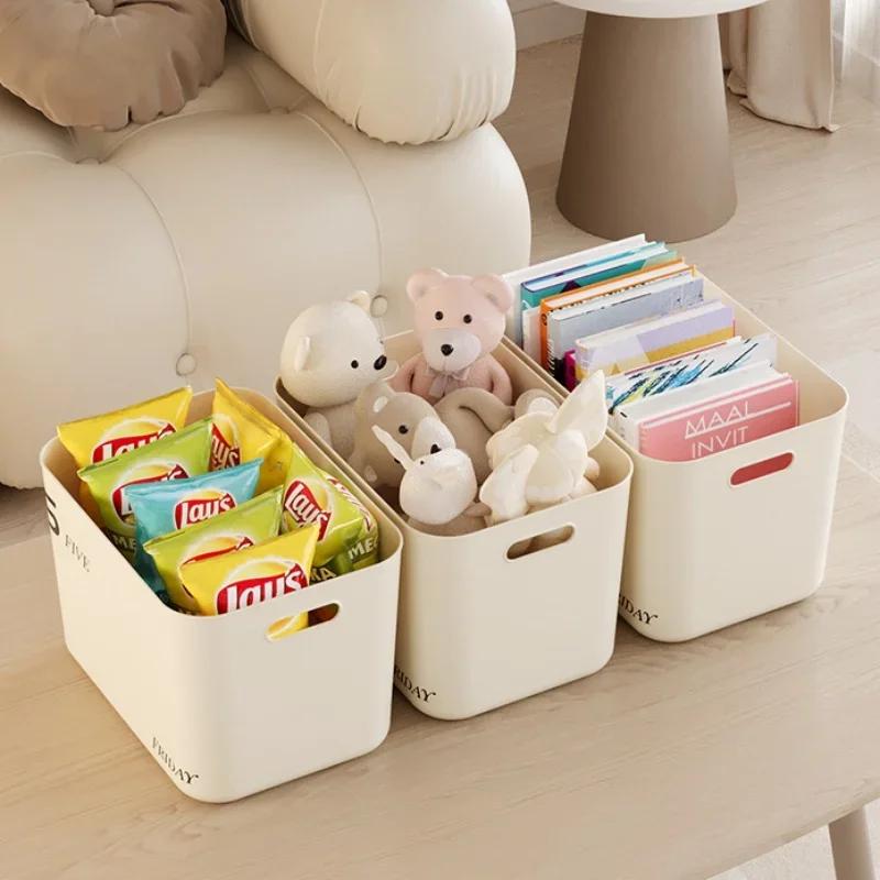 Stackable Dustproof Storage Box with Lid-Multi-Purpose Container for Cosmetics Clothing Grocery Snacks & Toy Storage Bin Basket