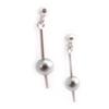Les Trésors De Lily [J9585] - Silver 'Perla' Silver Gray Earrings - 18x5 Mm