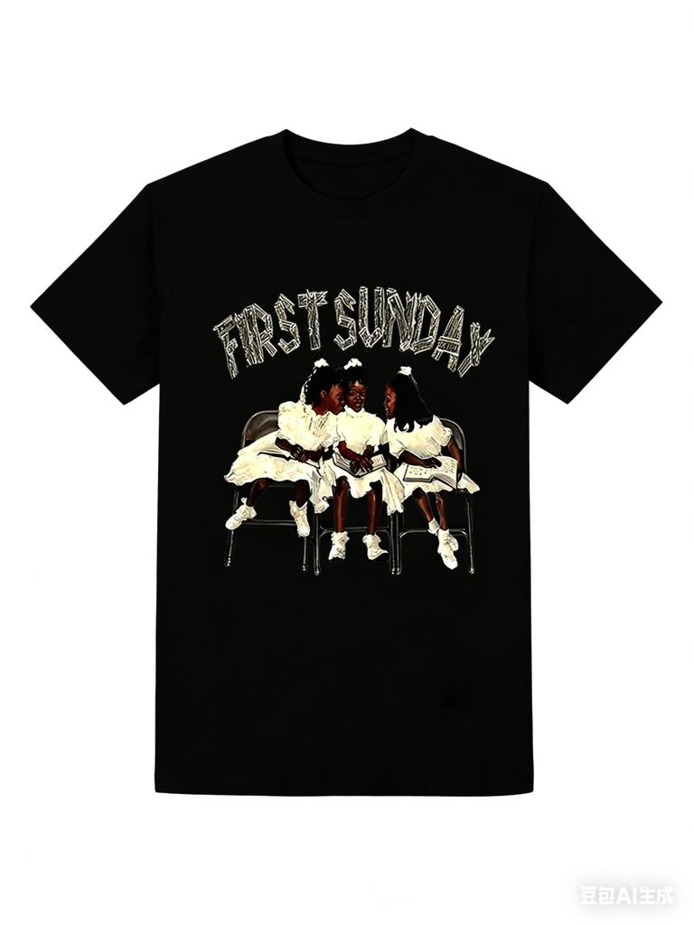První neděle Grafické tričko Vintage s kulatým výstřihem Retro letní Prodyšné Krátký rukáv Ležérní dámské tričko