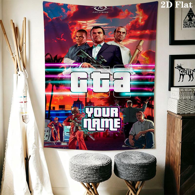 Custom Gta6 Wall Hanging Printed Fabric Blanket Decorative Tapestries for Bedroom Living Room Home Decor
