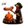Rustic Cabin Candle Holder Campfire Animal Tealight Holder, Durable Resin with Cat Cozy Camping Decoration Fox And Dachshund Figurines, Warm